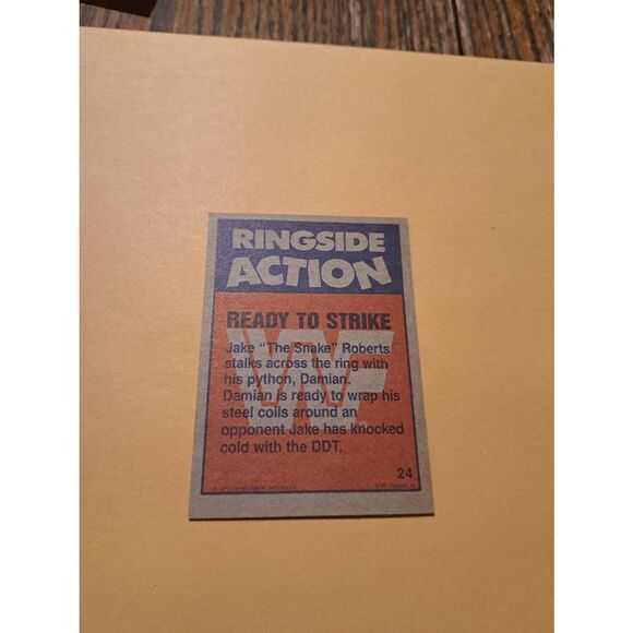 Vintage 1987 WWF Jake The Snake Roberts Ready To Strike Trading Card 24 Topps - Picture 3 of 3